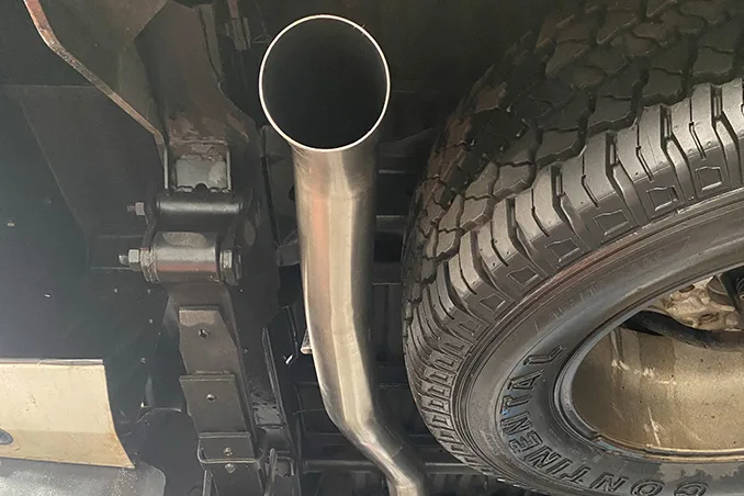 Viper stainless exhaust tailpipe fitted beneath a vehicle