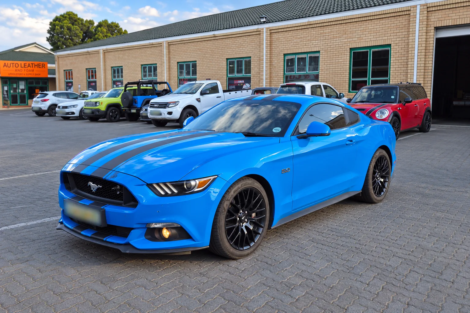 Blue Ford Mustang